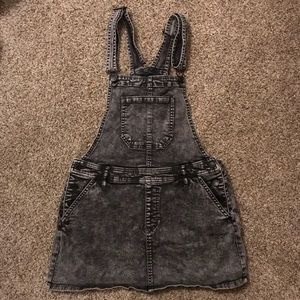 Acid wash denim overall dress/skirt